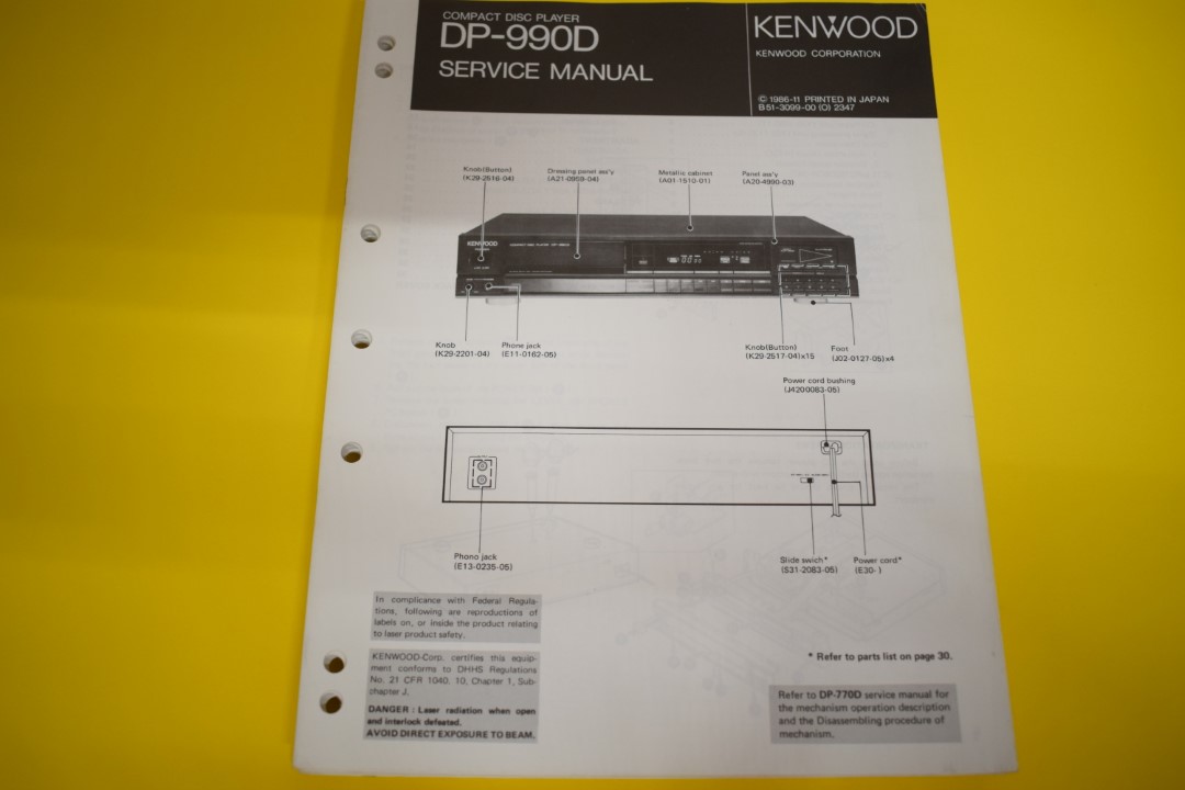 Kenwood DP-990D CD-Player Service Manual