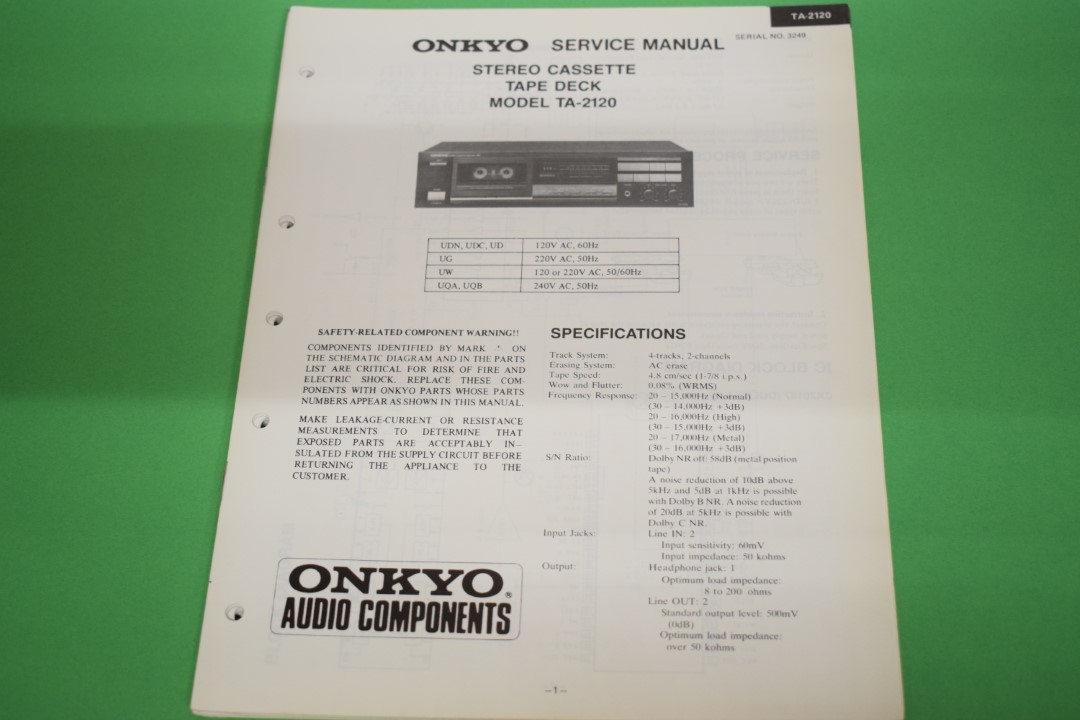 Onkyo TA-2120 Cassette Deck Service Manual
