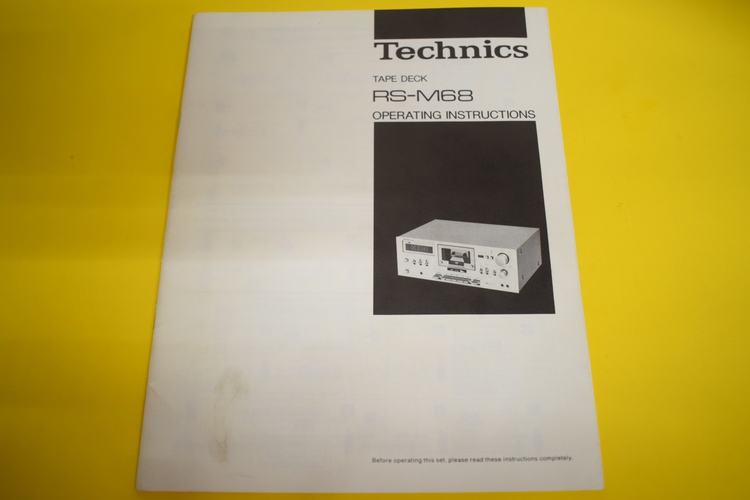 Technics RS-M68 cassettedeck Owner’s Manual
