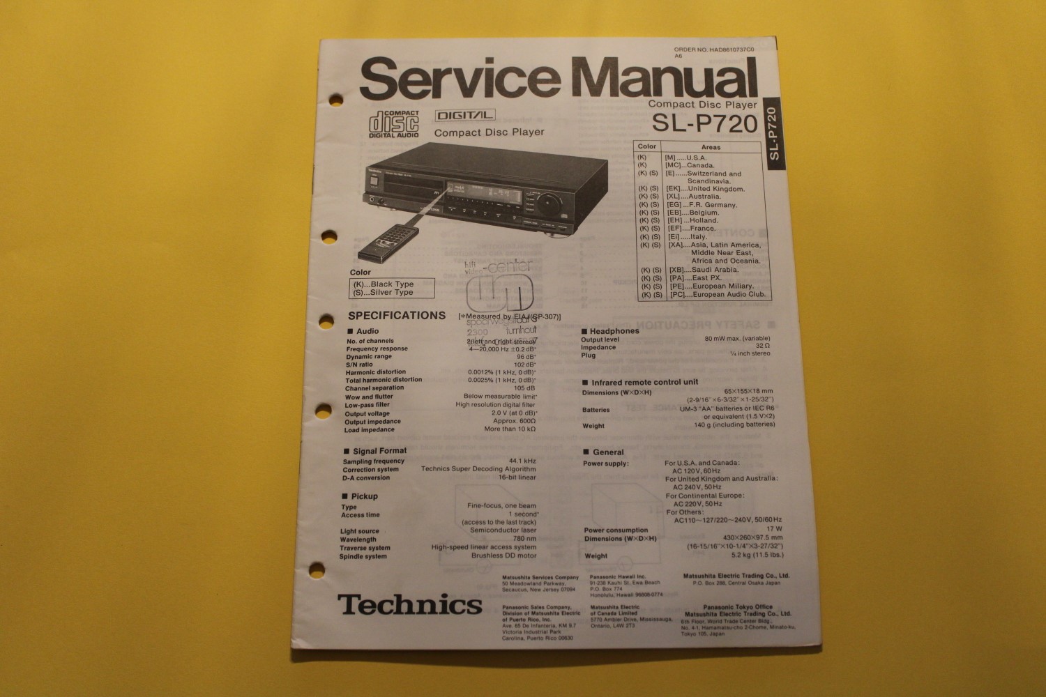 Technics SL-P720 CD-Player Service Manual