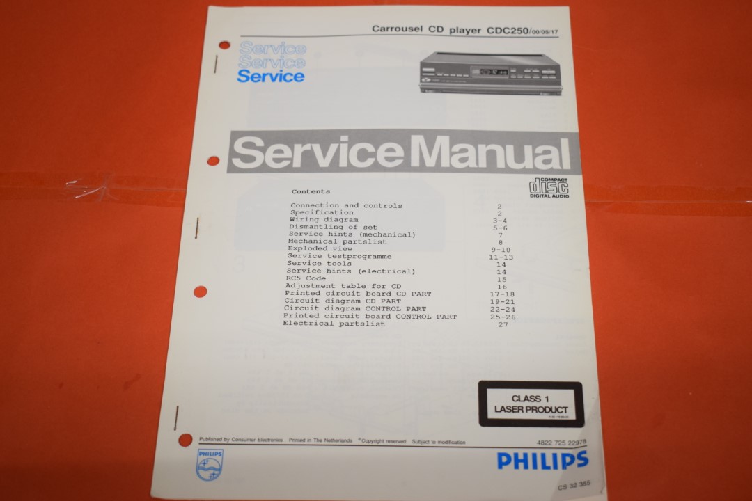 Philips CDC250 Carroussel CD-Player Service Manual