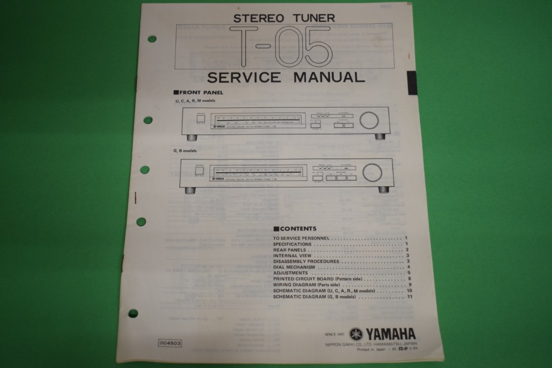 Yamaha T-05 Tuner Service Manual