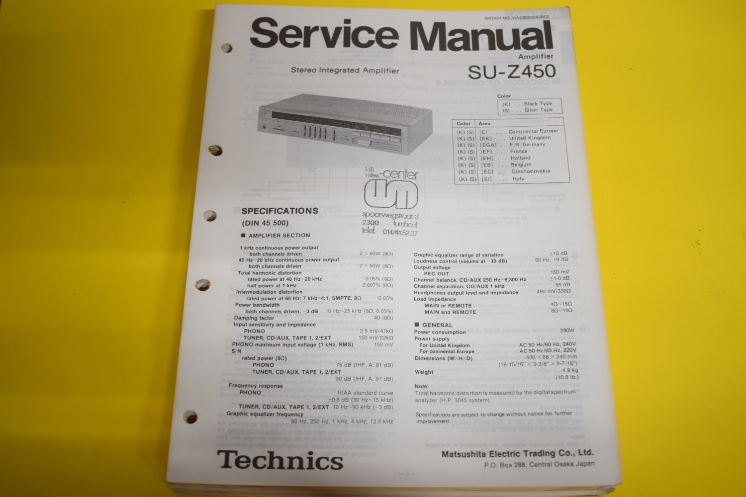 Technics SU-Z450 Amplifier Service Manual 