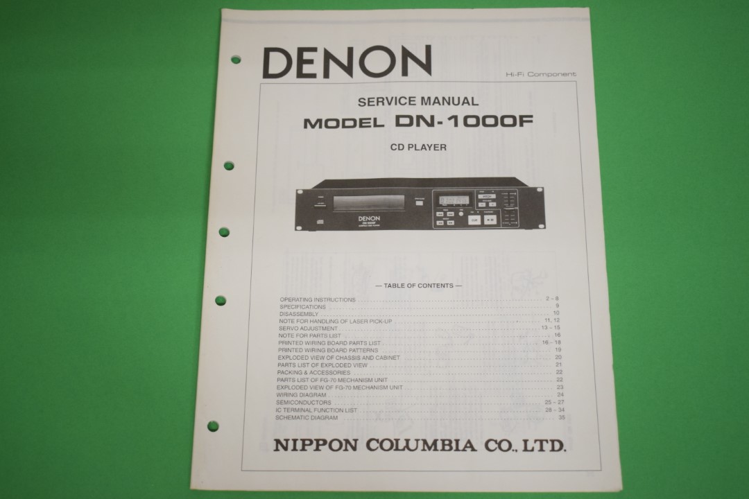 Denon DN-1000F Double CD-Player Service Manual