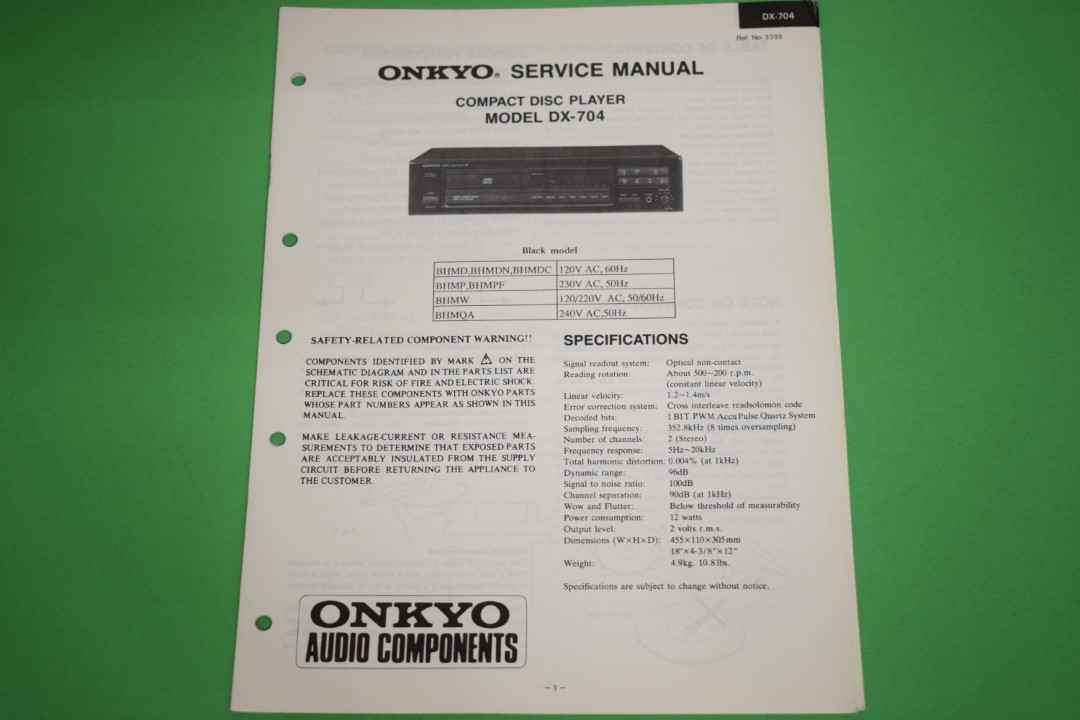 Onkyo DX-704 CD-Player Service Manual