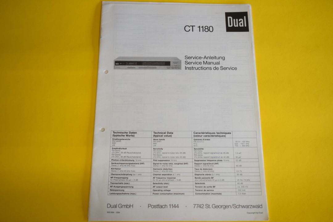 Dual CT 1180 Tuner Service Manual
