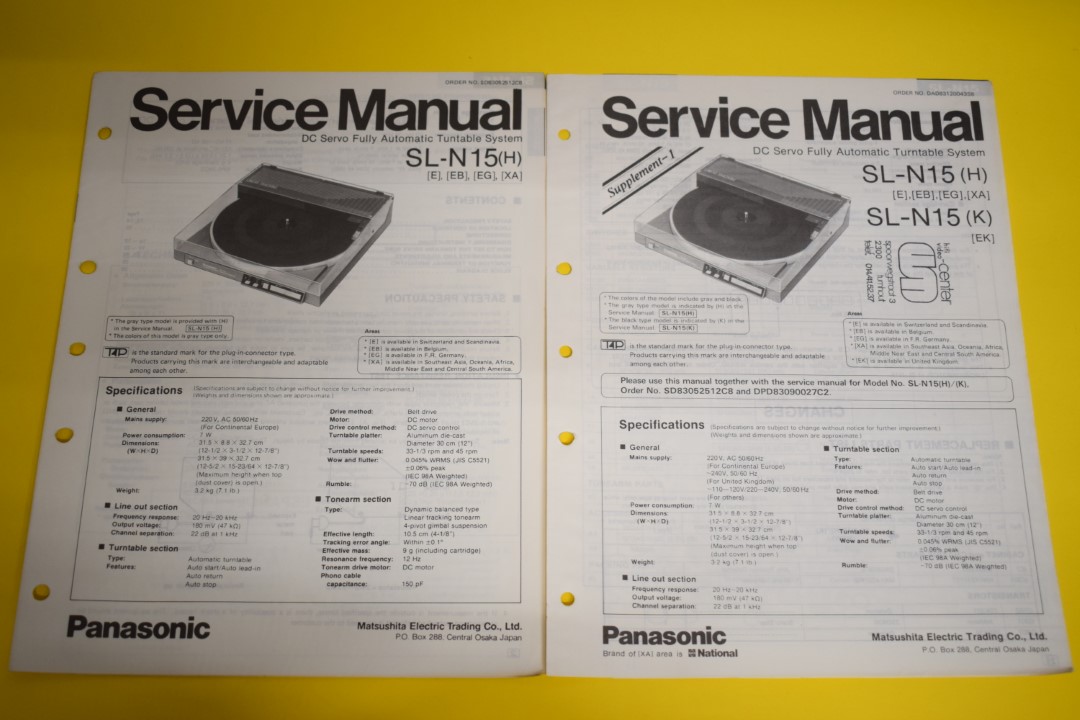 Technics SL-N15 Turntable Service Manual
