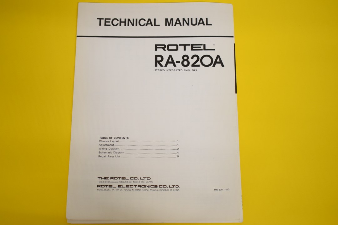 Rotel RA-820A Stereo Amplifier Service Manual