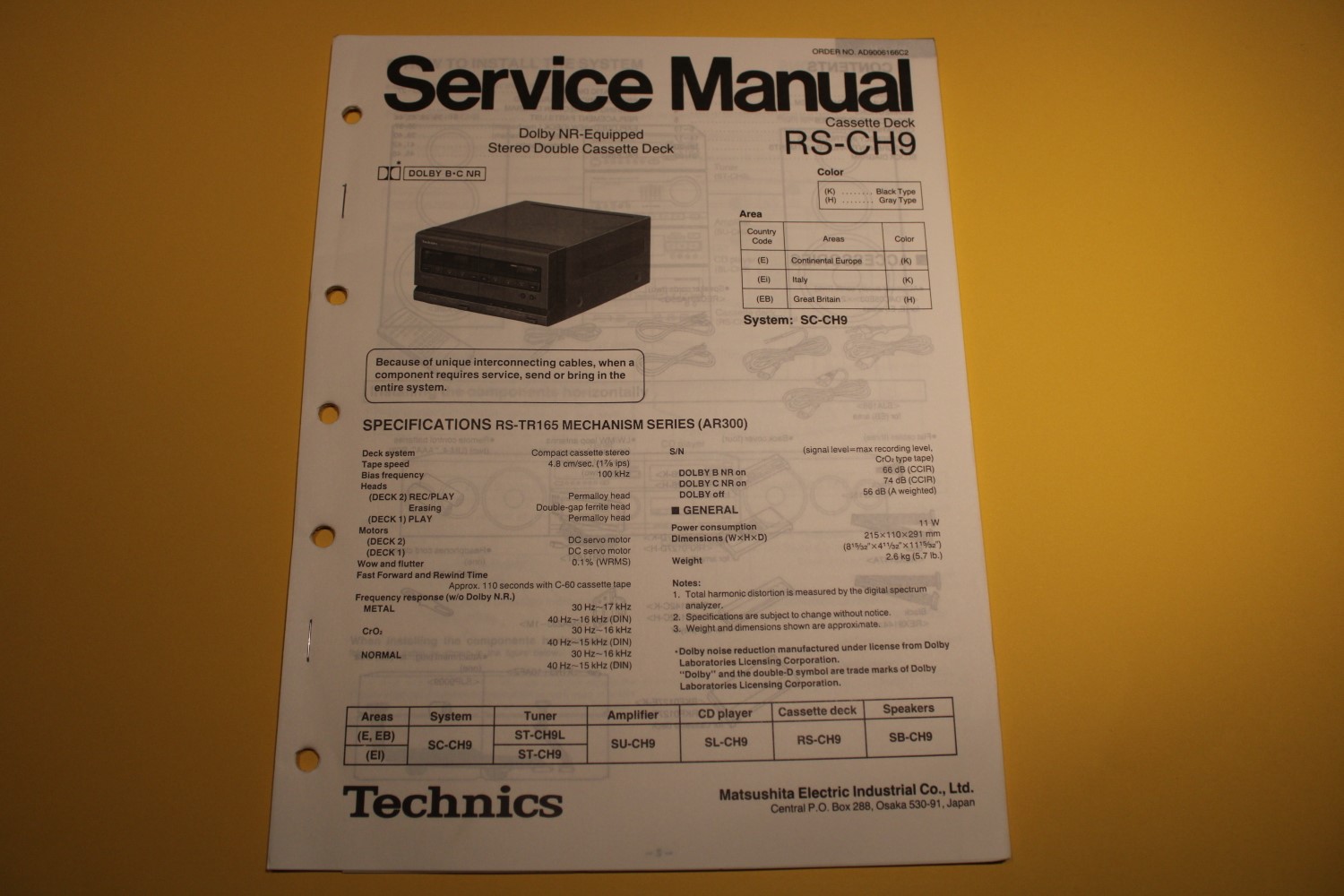 Technics RS-CH9 cassettedeck Service Manual