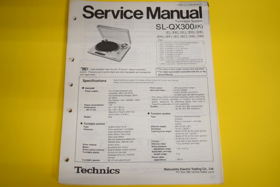 Technics SL-QX300 Turntable Service Manual