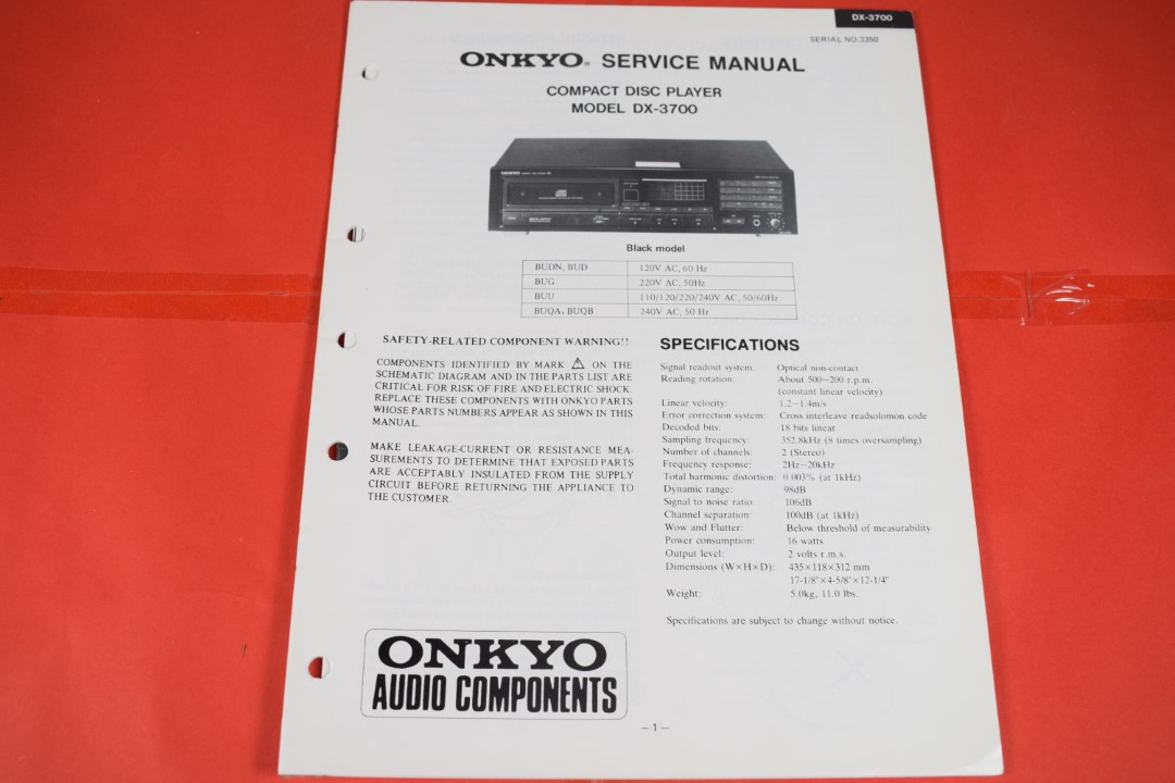 Onkyo DX-3700 CD-Player Service Manual