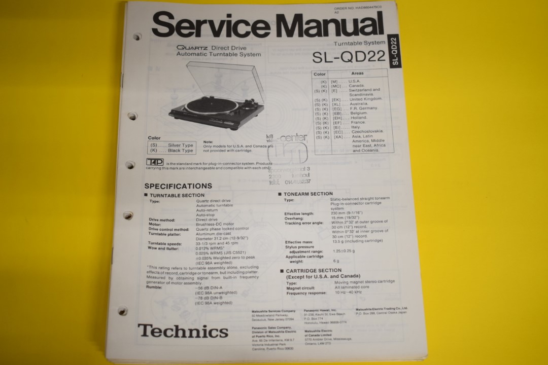 Technics SL-QD22 Turntable Service Manual