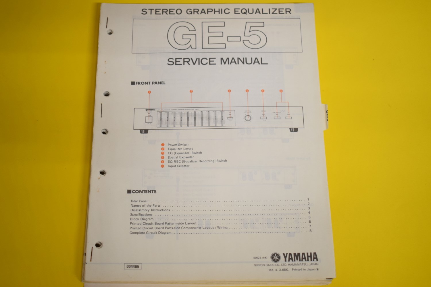 Yamaha GE-5 Equalizer Service Manual