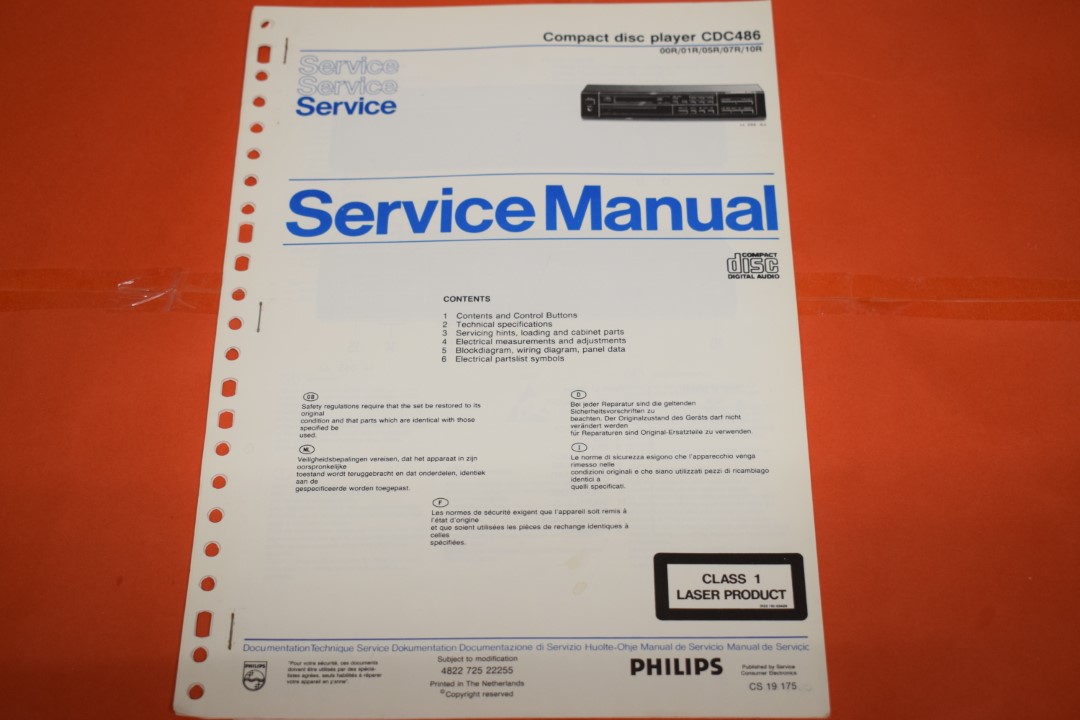 Philips CDC-486 CD-Player Service Manual