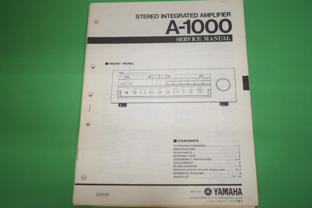 Yamaha A-1000 Amplifier Service Manual