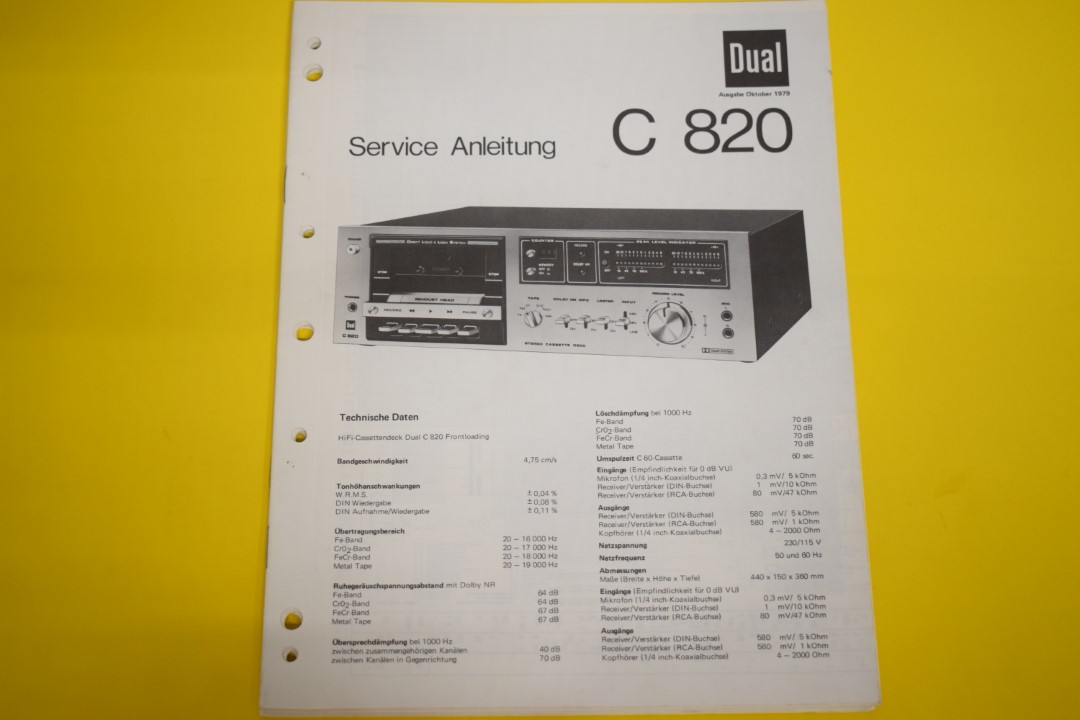 Dual C820 Cassette Deck Service Manual