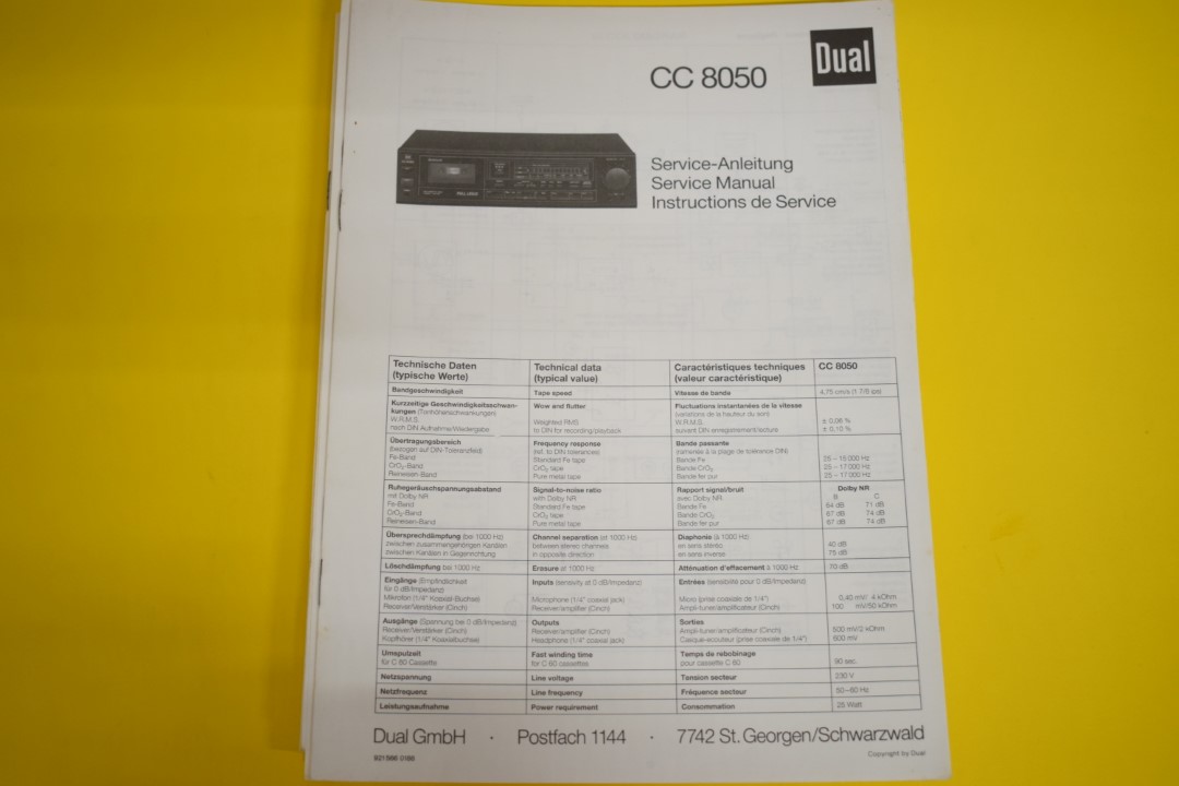 Dual CC 8050 cassettedeck Service Manual
