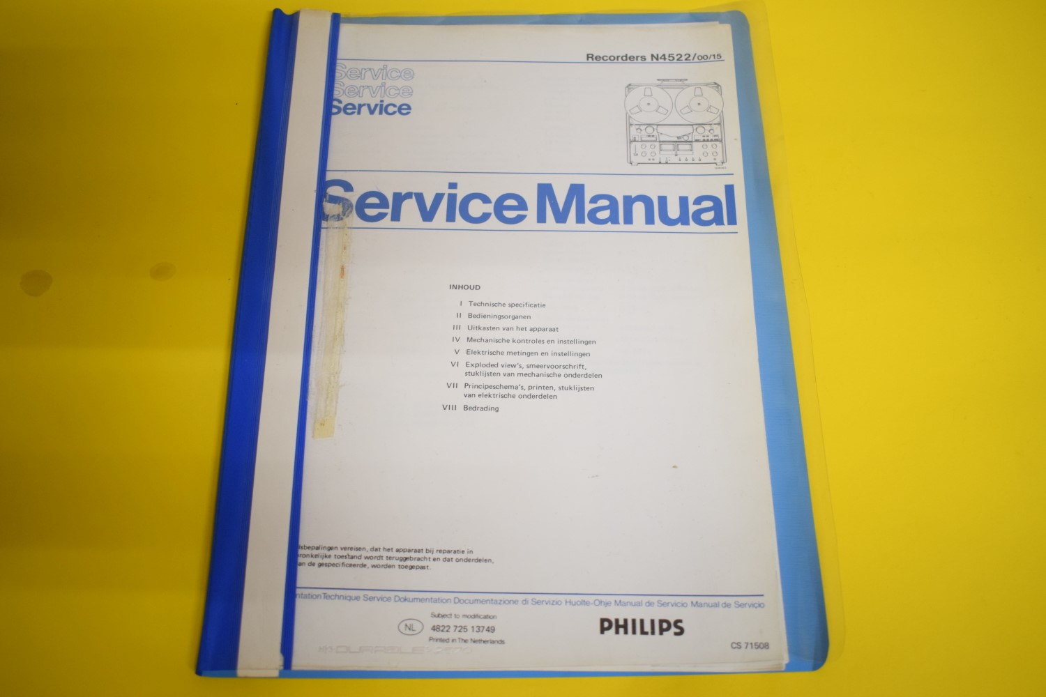 Philips N4522 Tape Recorder Service Manual 