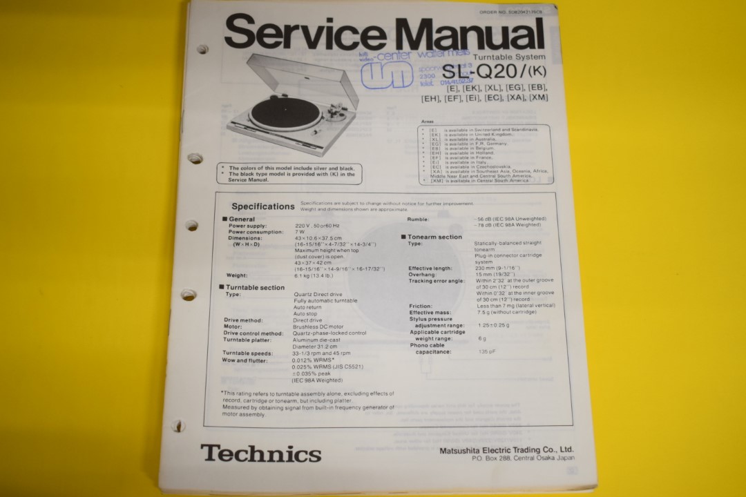 Technics SL-Q20 Turntable Service Manual