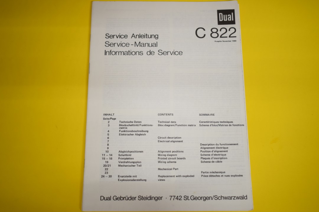 Dual C 822 cassettedeck Service Manual