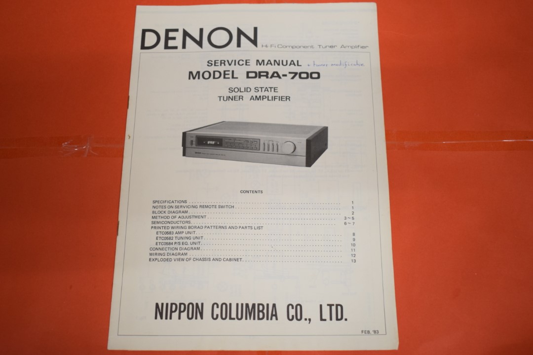 Denon DRA-700 Receiver Service Manual