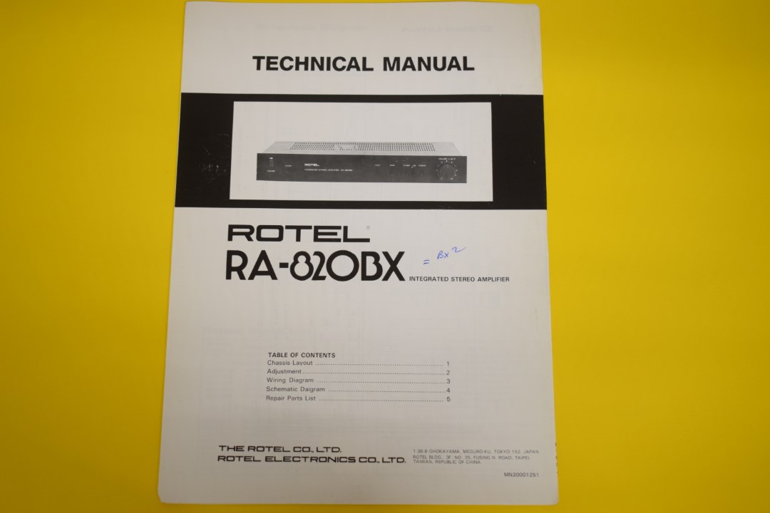 Rotel RA-820BX4 Stereo Amplifier Service Manual