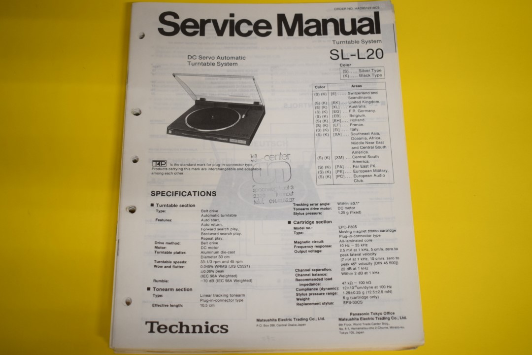 Technics SL-L20 Turntable Service Manual