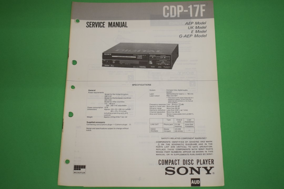 Sony CDP-17F CD-Player Service Manual
