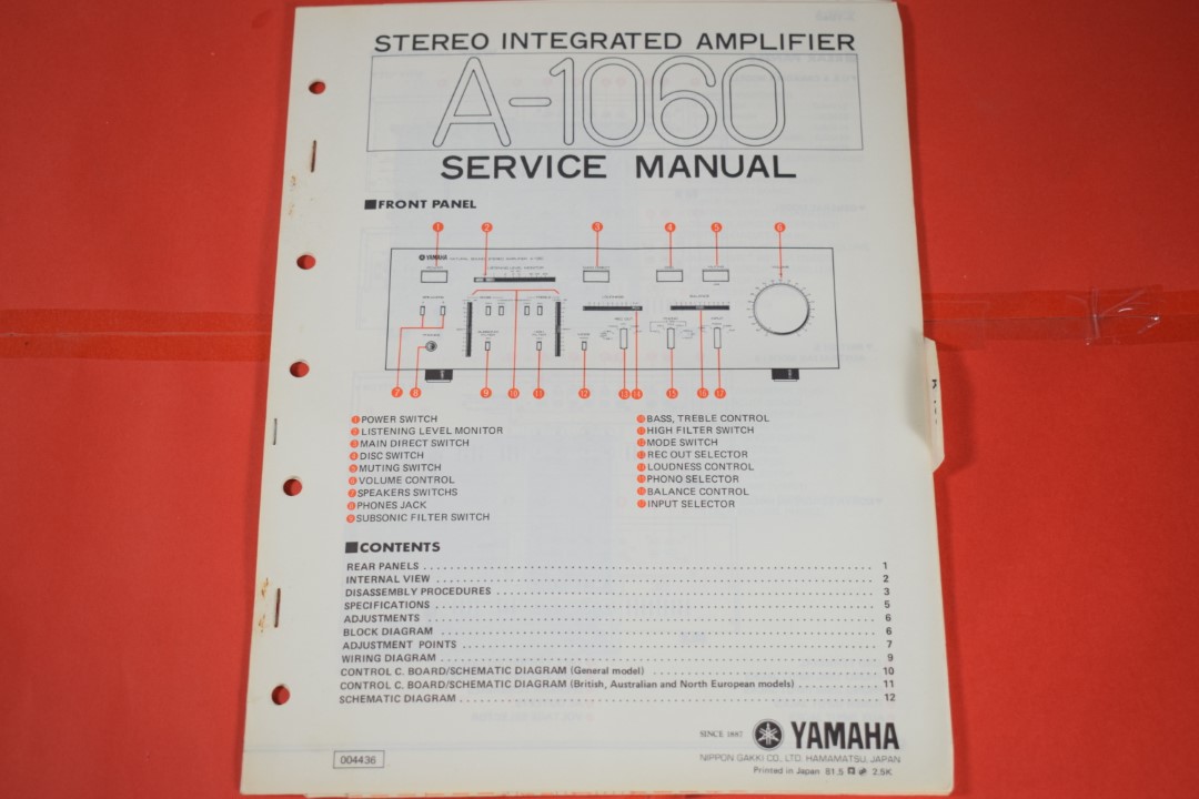 Yamaha A-1060 Amplifier Service Manual