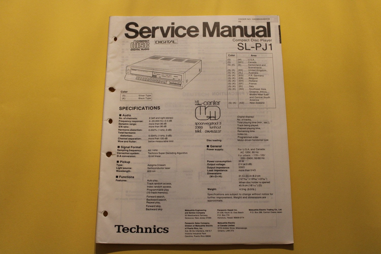 Technics SL-PJ1 CD-Player Service Manual