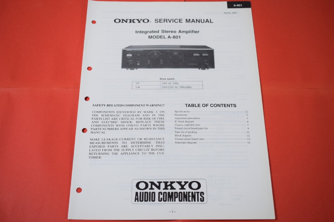 Onkyo A-801 Amplifier Service Manual