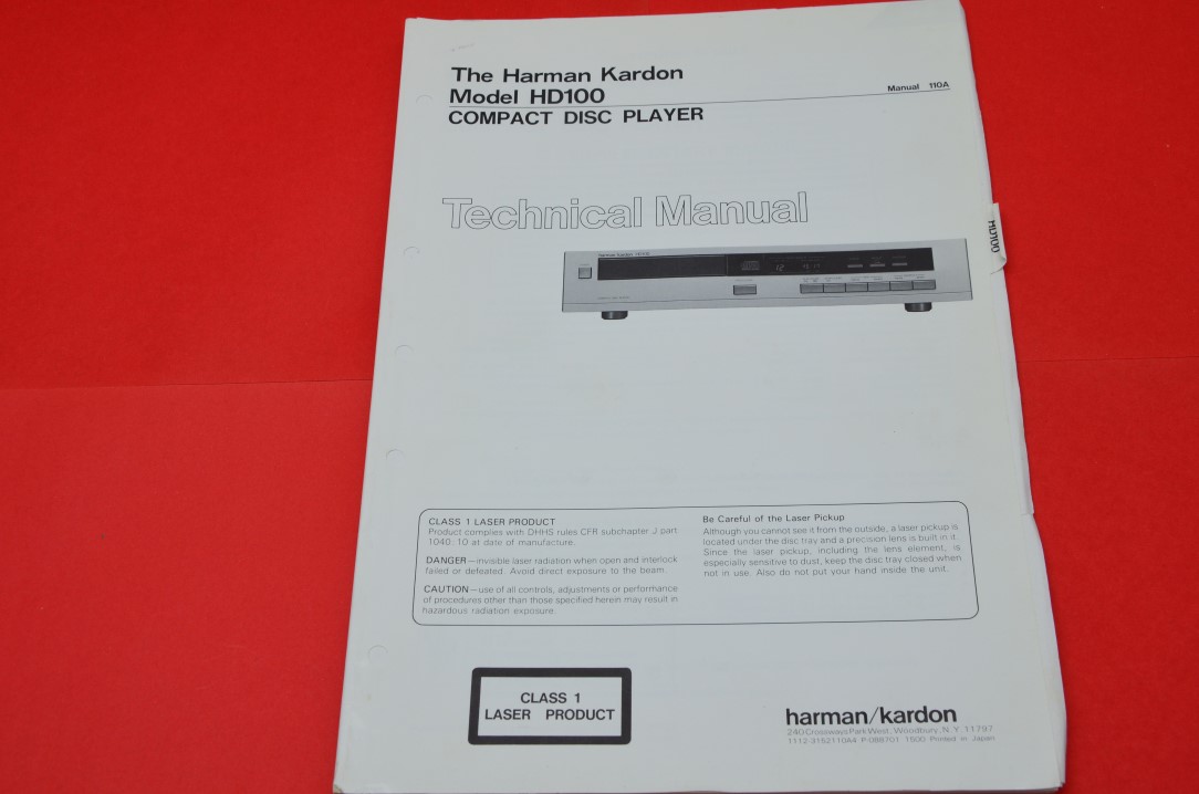 Harman Kardon HD100 CD-Player Service Manual