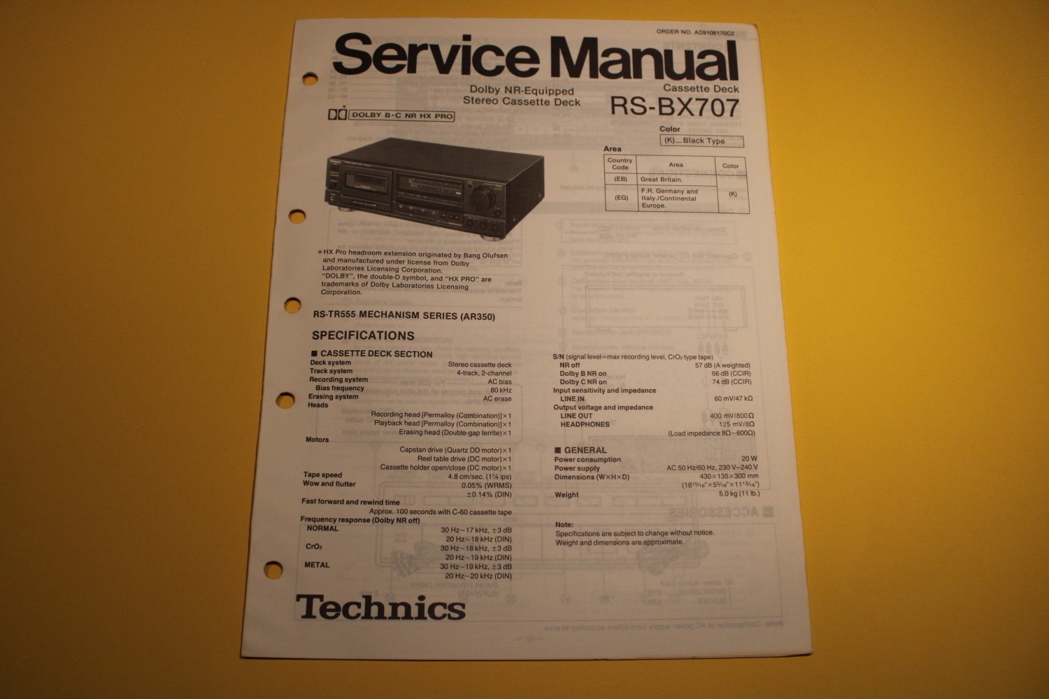 Technics RS-BX707 cassettedeck Service Manual