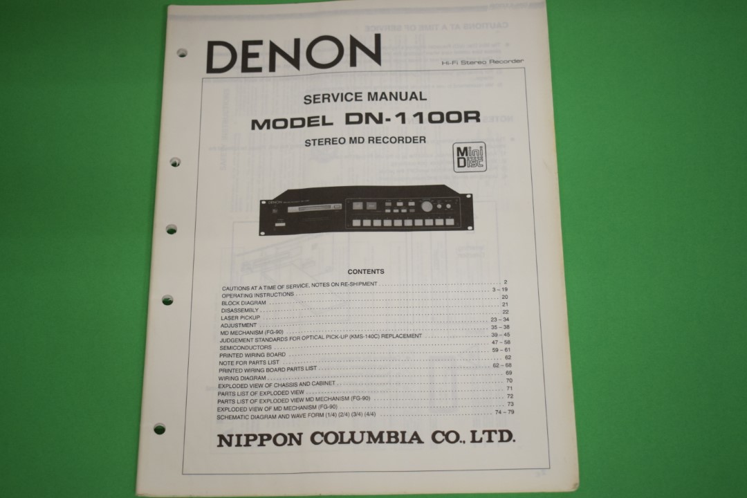 Denon DN-1100R Stereo Minidisc Recorder Service Manual