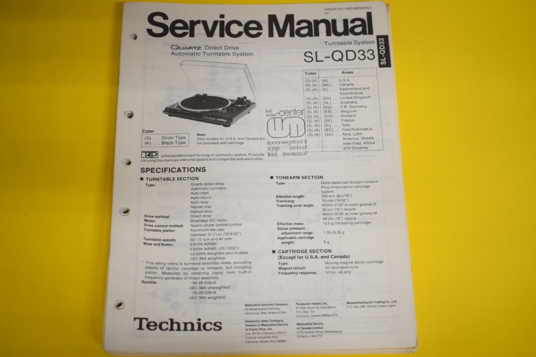 Technics SL-QD33 Turntable Service Manual