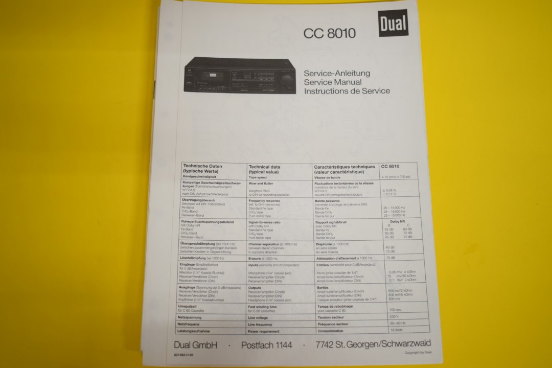 Dual CC 8010 cassettedeck Service Manual