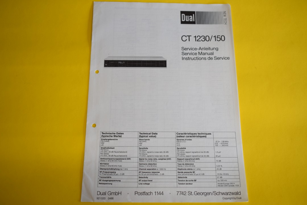 Dual CT 1230/150 Tuner Service Manual