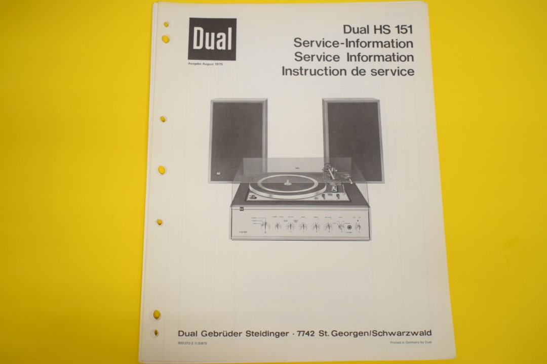 Dual HS 151 Turntable / Amplifier / Speaker Service Manual