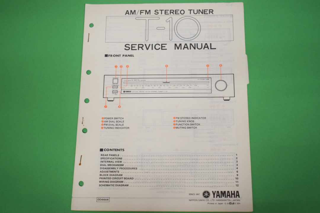 Yamaha T-10 Tuner Service Manual
