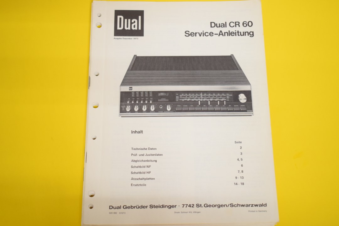 Dual CR 60 Receiver Service Manual
