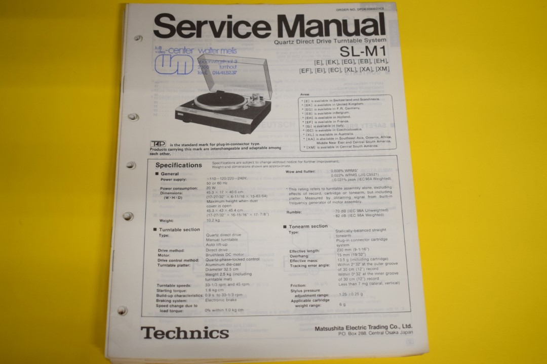 Technics SL-M1 Turntable Service Manual
