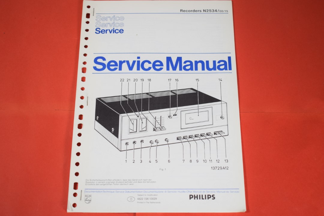 Philips N2534 Cassette Deck Service Manual