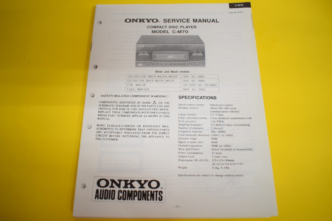 Onkyo C-M70 CD-Player Service Manual