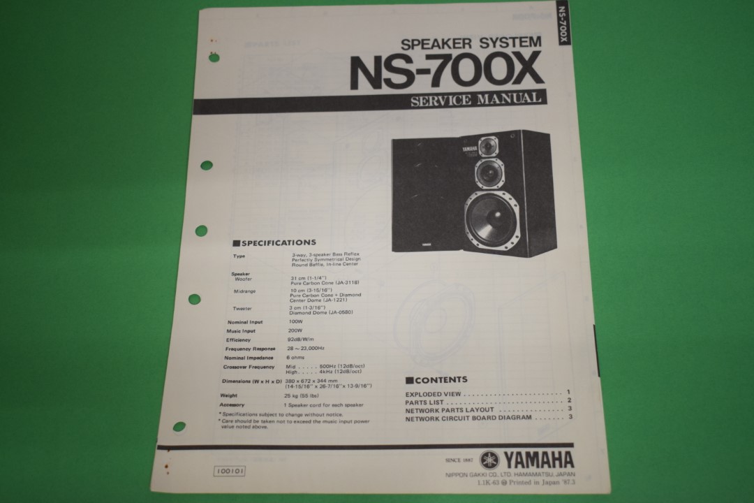 Yamaha NS-700X Speaker System Service Manual