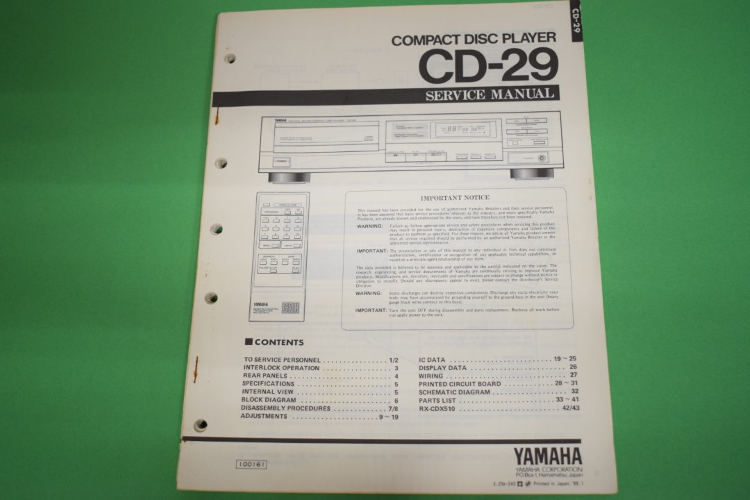 Yamaha CD-29 CD-Player Service Manual