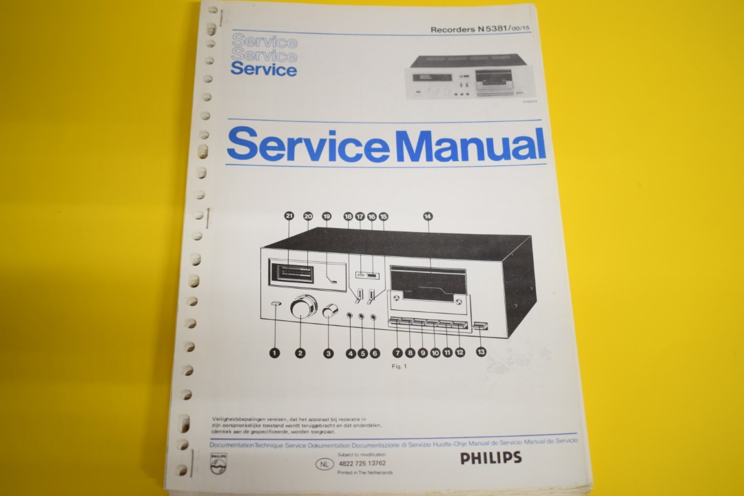 Philips N5381 cassettedeck Service Manual