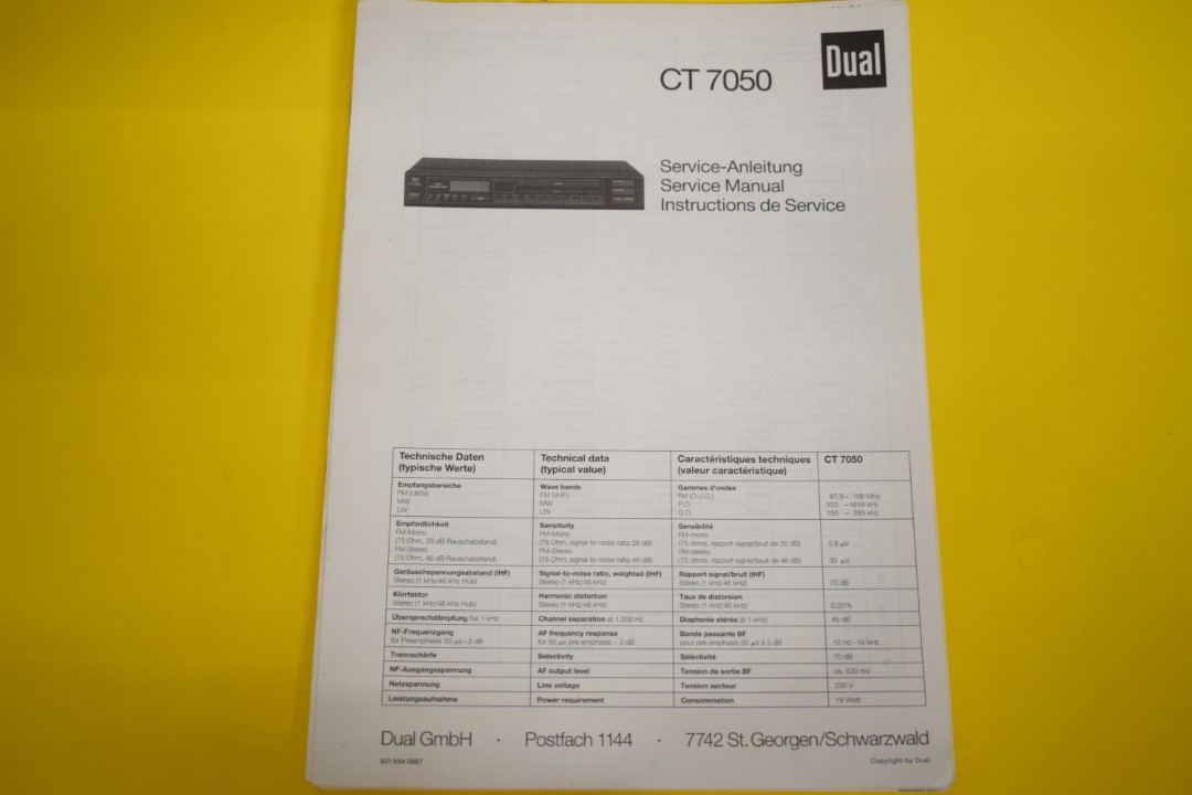 Dual CT 7050 Tuner Service Manual