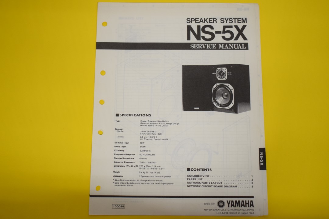 Yamaha NS-5X Speakerset Service Manual