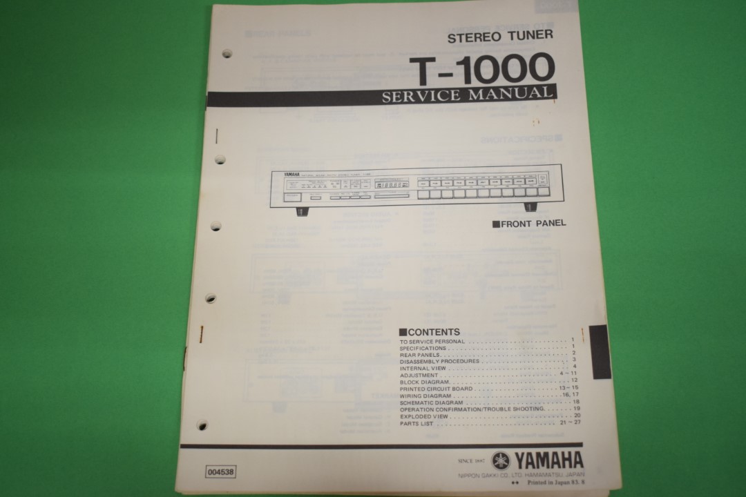 Yamaha T-1000 Tuner Service Manual