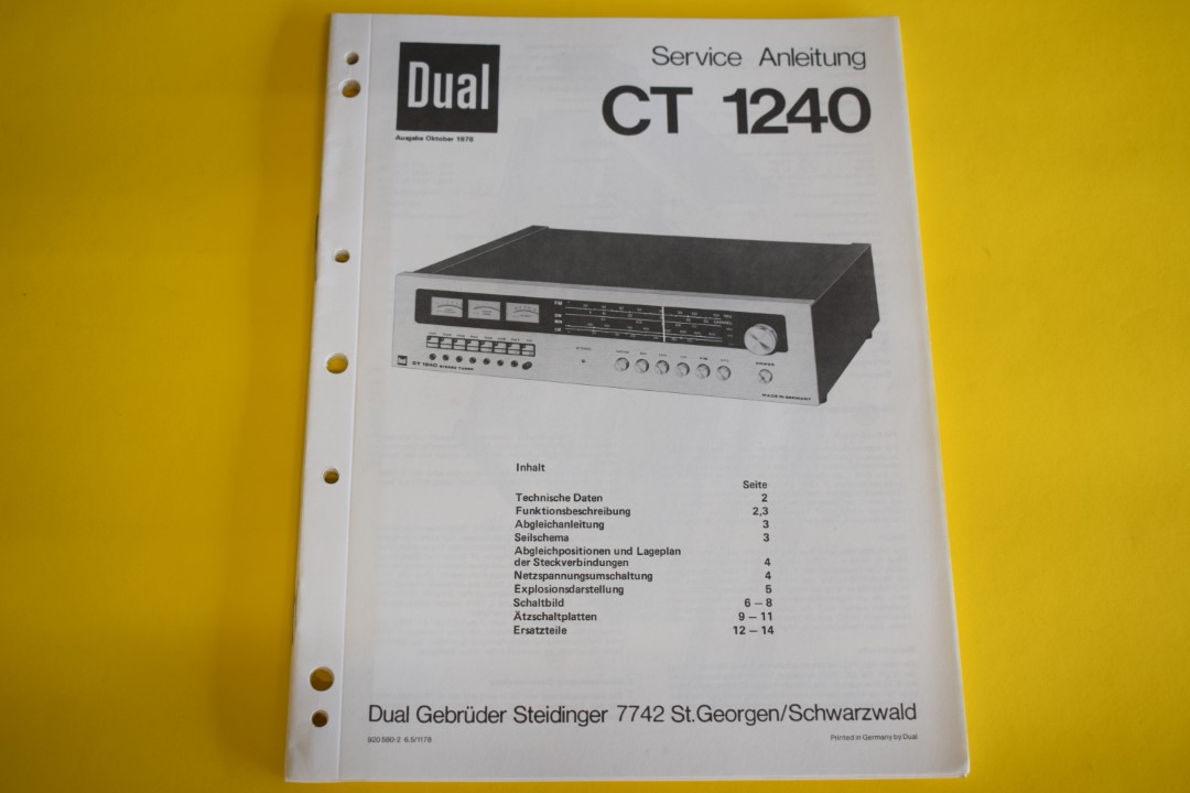 Dual CT 1240 Tuner Service Manual